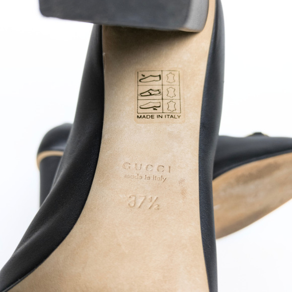 GUCCI Black Miro Soft Horsebit Pumps Block Heel Square Toe Womens EU 37.5 US 7.5 - Picture 9 of 12